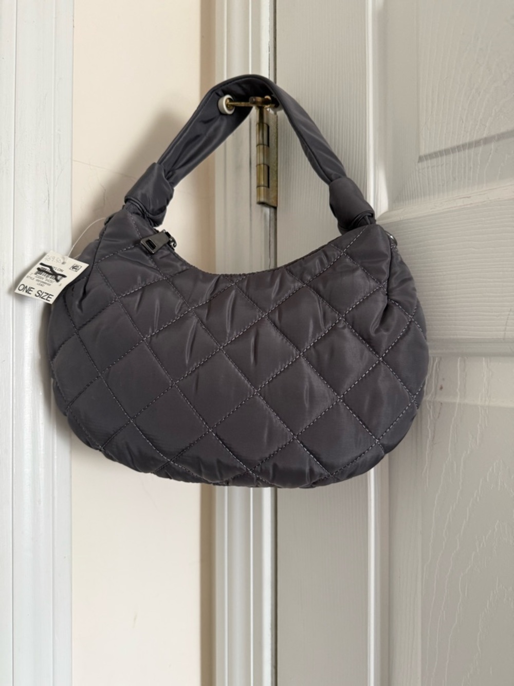 Inc national concepts Quilted Crescent Shoulder Bag & crossbody bag-Charcoal